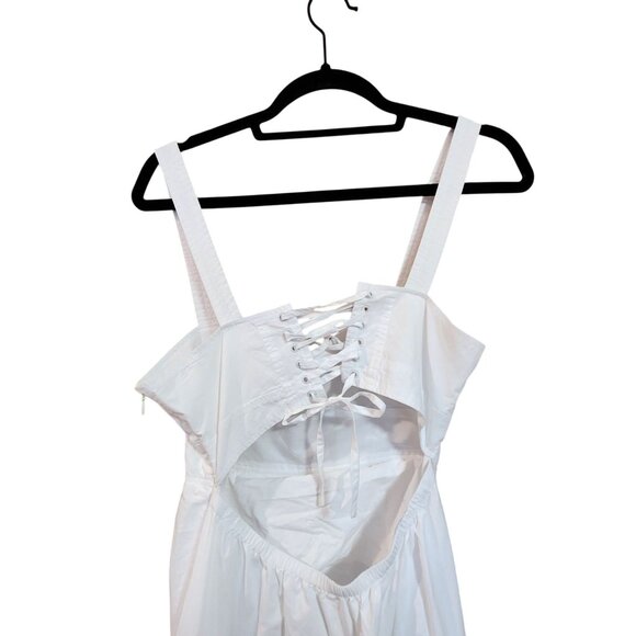 A.L.C. White Tiered Midi Dress With Lace-Up Back & Adjustable Straps Size 6 - Picture 5 of 7